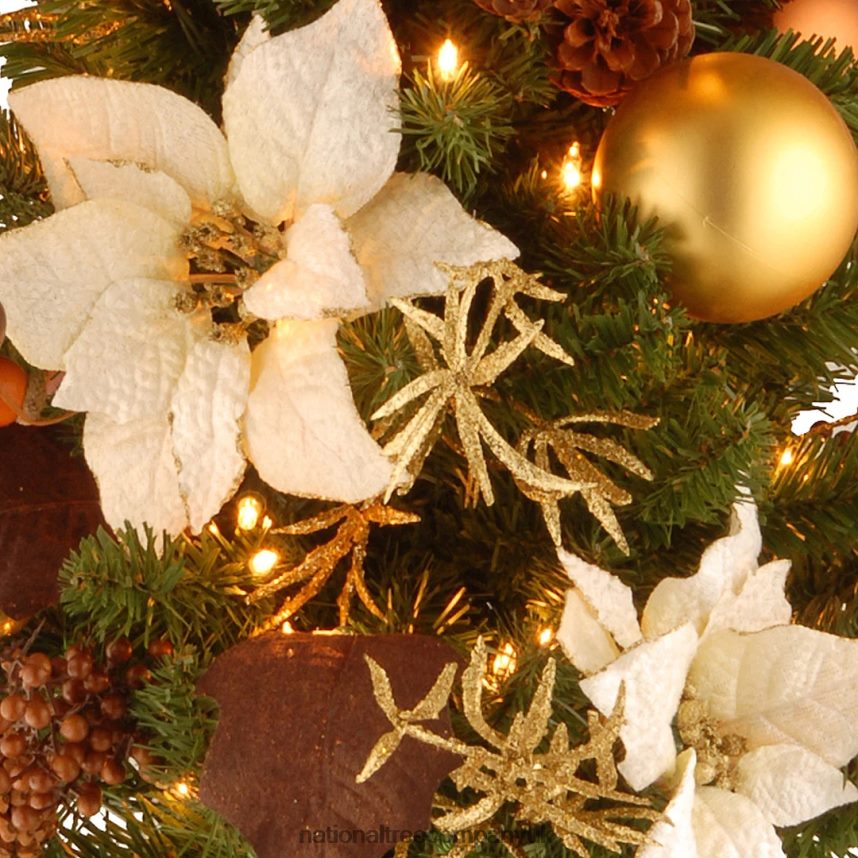 Trees | National Tree Company Pre-Lit Artificial Christmas Tree Nature Green White Lights Decorated with Pine Cones Ornaments Includes Pot Base 3 Feet F2L4F211